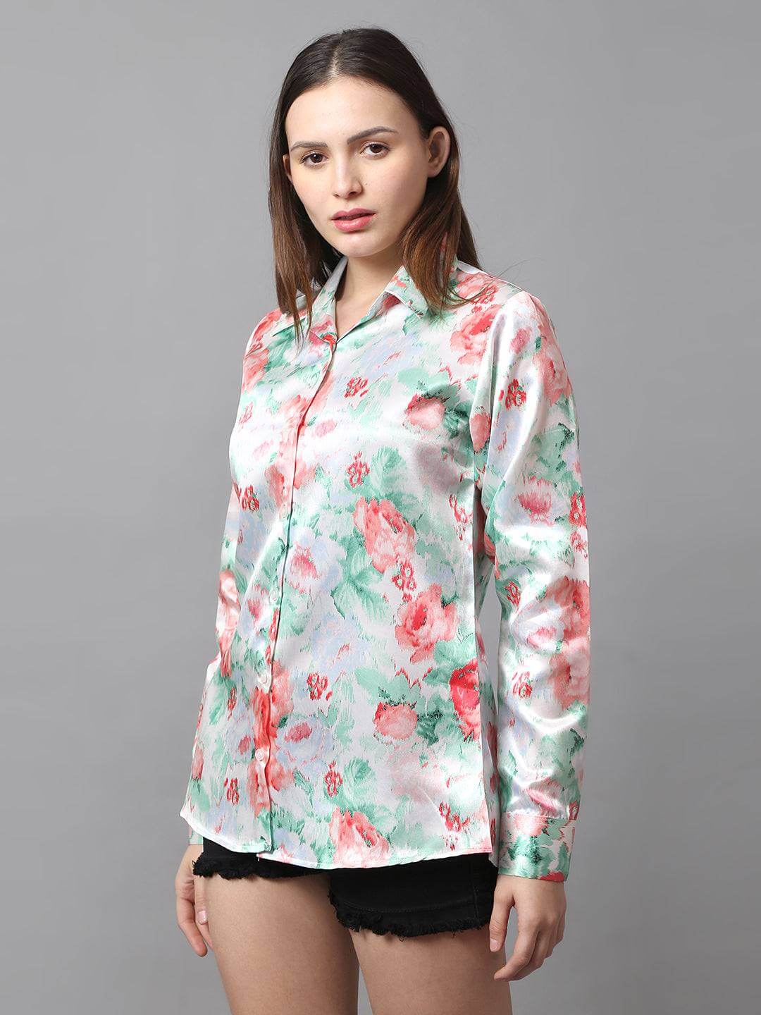Mint Green Printed Shirt - Vooning