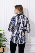 Abstract Marble Printed Satin Shirt - Vooning