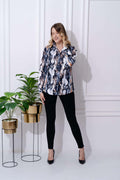 Abstract Marble Printed Satin Shirt - Vooning