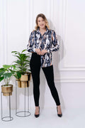 Abstract Marble Printed Satin Shirt - Vooning