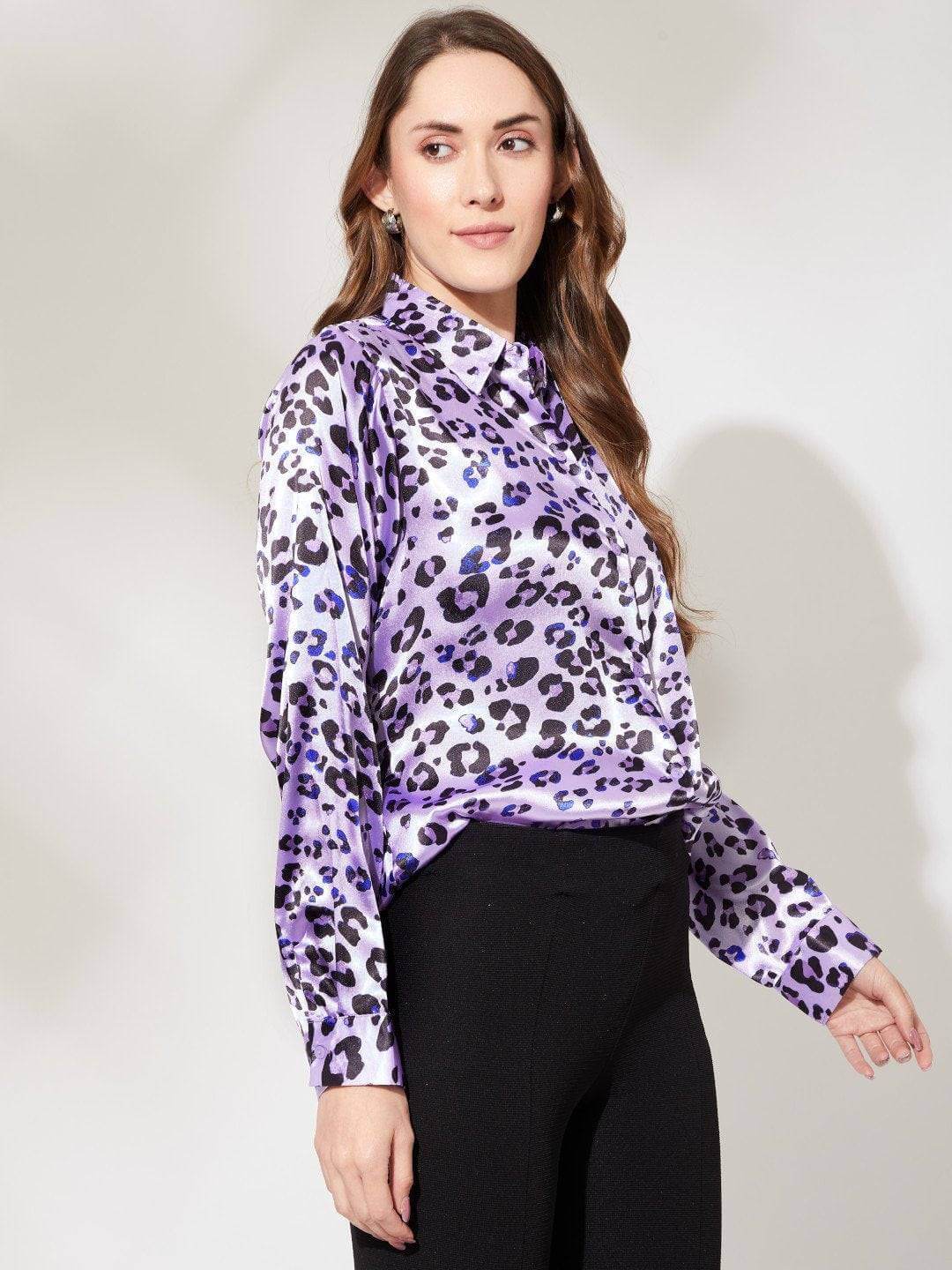 Abstract Printed Shirt In Purple