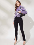 Abstract Printed Shirt In Purple - Vooning