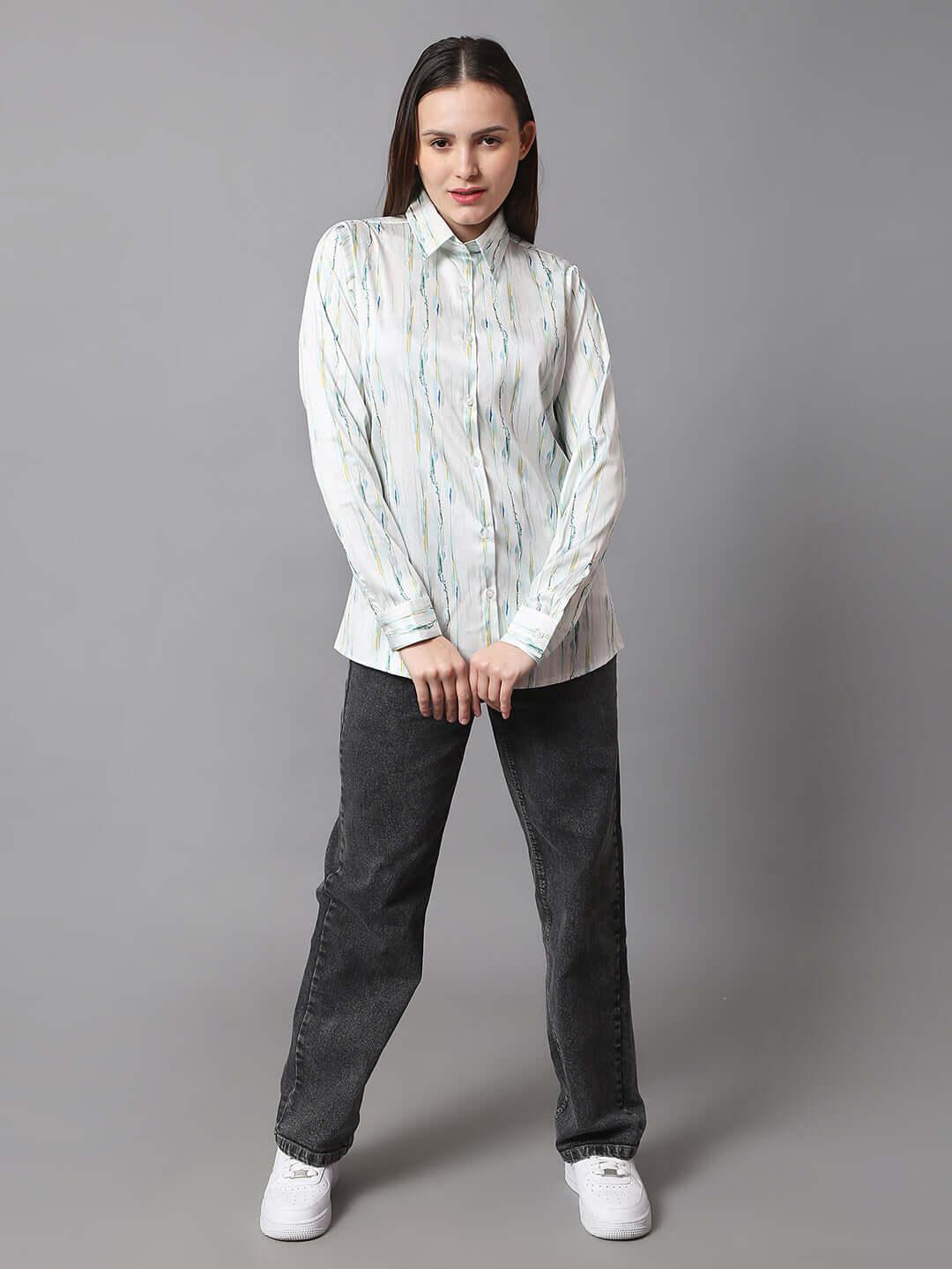 Allover Printed Satin Shirt - Vooning