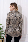 Buy Beige Animal Print Satin Shirt For Women - back