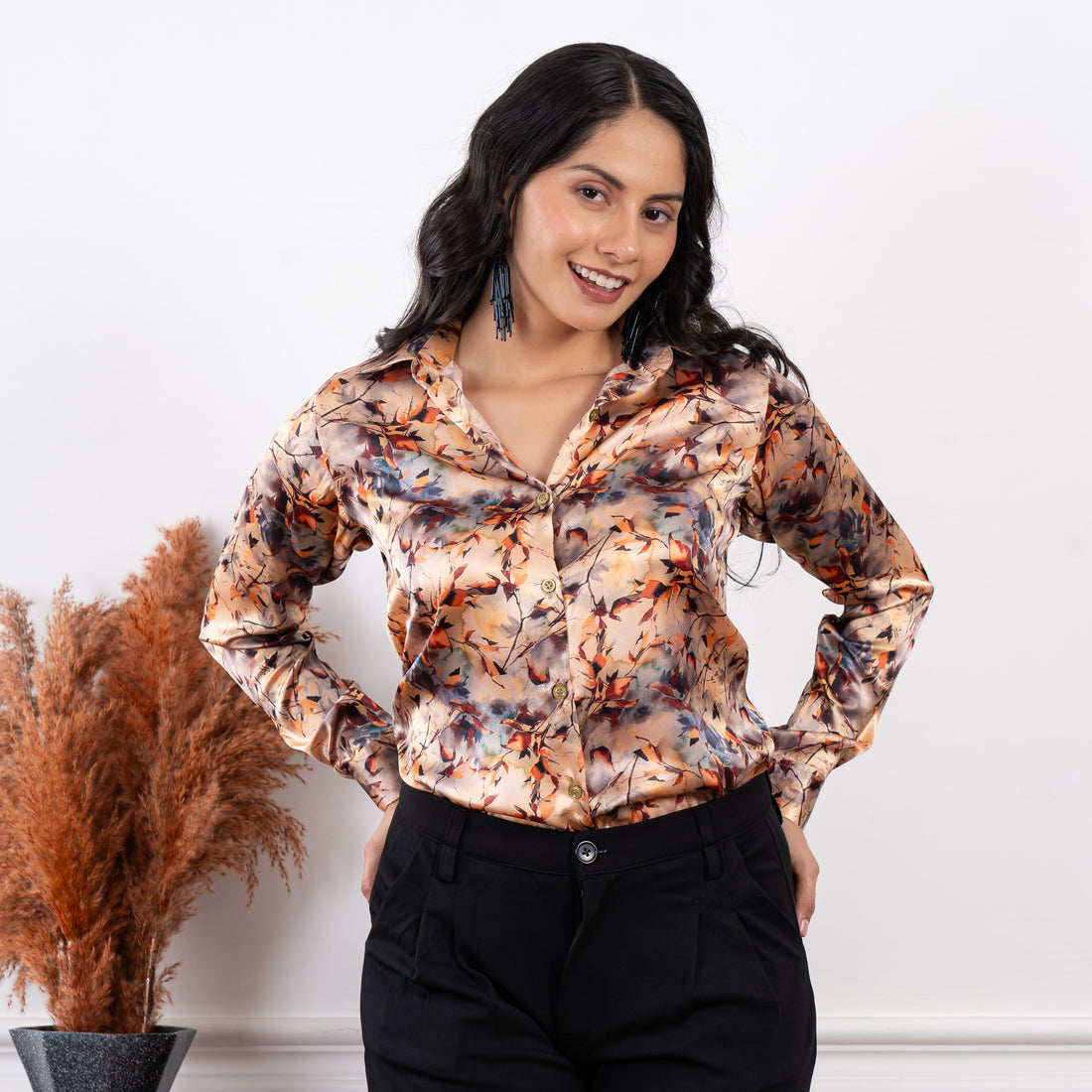 Beige Floral Cordelia Printed Shirt - Vooning