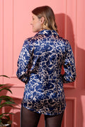 Blue Frisky Printed Satin Shirt - Vooning