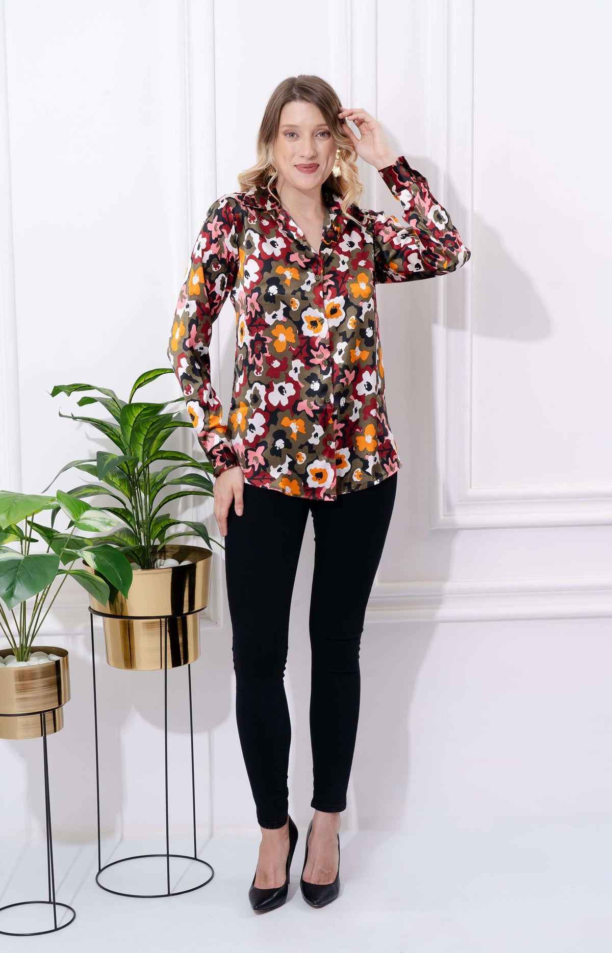 Boho Style Floral Printed Shirt - Vooning