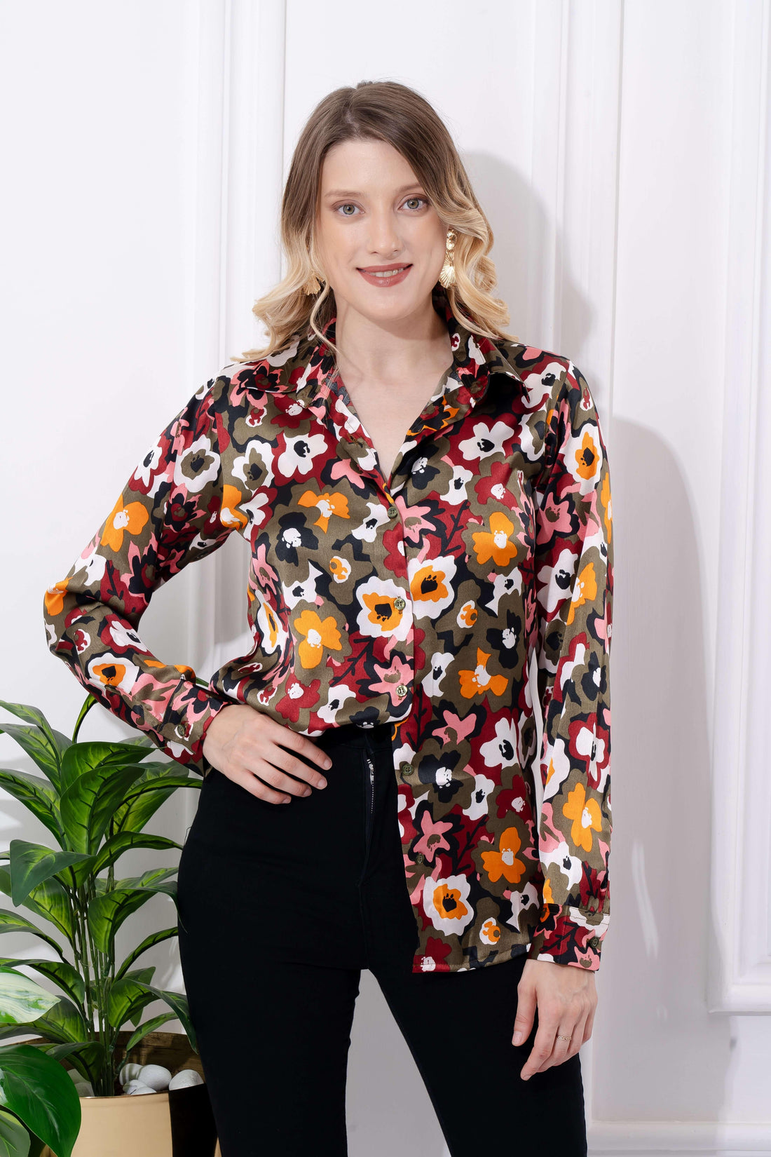 Boho Style Floral Printed Shirt - Vooning