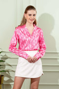 Brand Print Pink Satin Shirt - Vooning