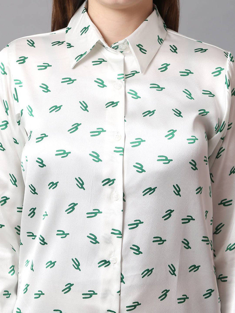 Cactus Printed Satin Shirt