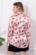 Classy Strawberry Printed Satin Shirt - Vooning