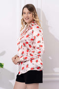 Classy Strawberry Printed Satin Shirt - Vooning