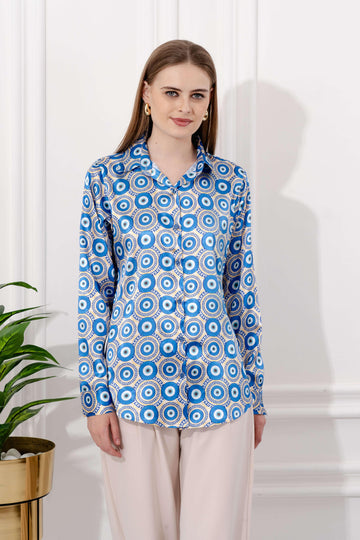 Evil Eye Printed Satin Shirt - Vooning