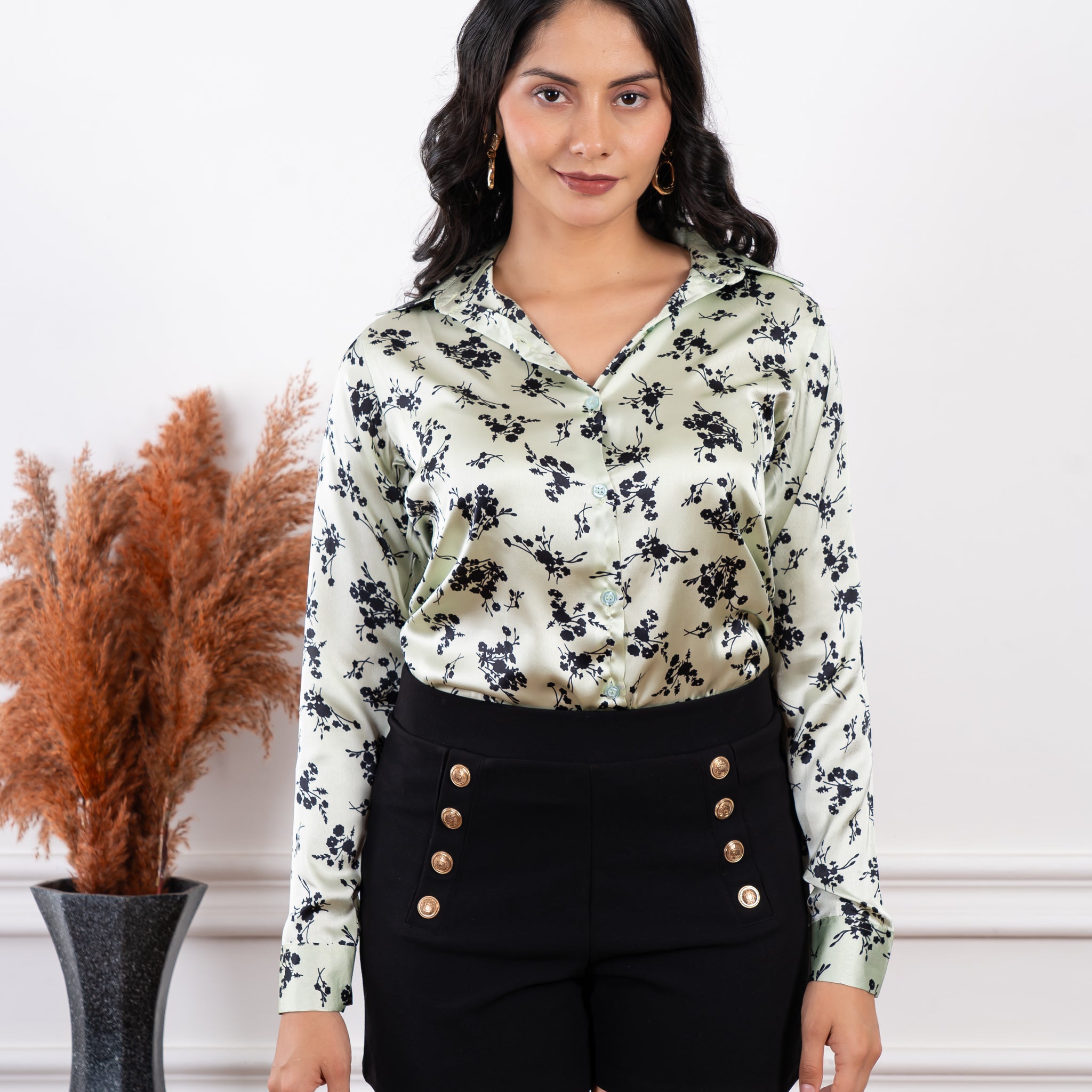 Floral Momaya Printed Satin Shirt