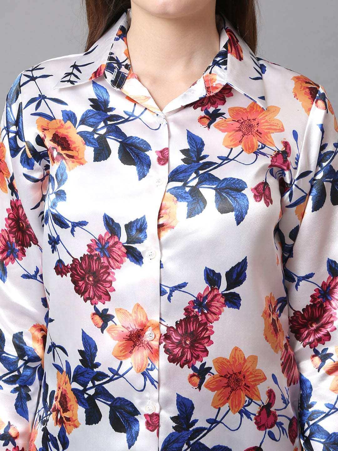 Floral Pattern Satin Shirt