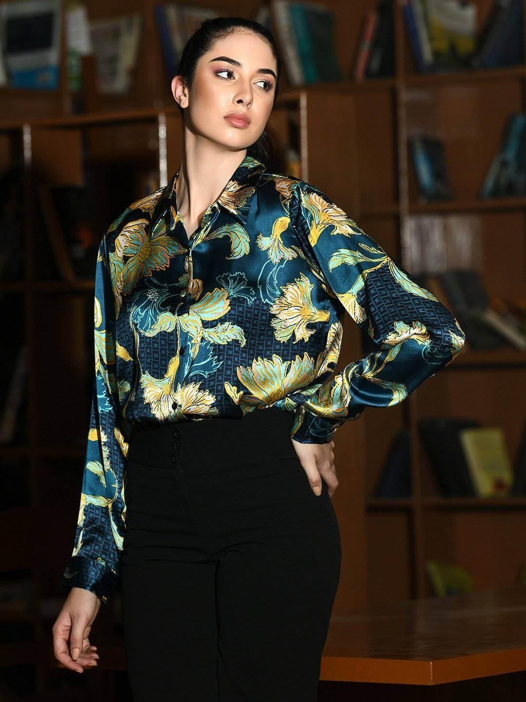 Floral Printed Satin Shirt