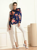 Blue Floral Printed Shirt - Vooning