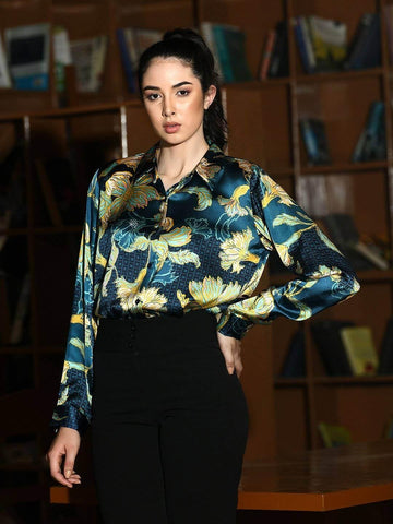 Floral Printed Satin Shirt