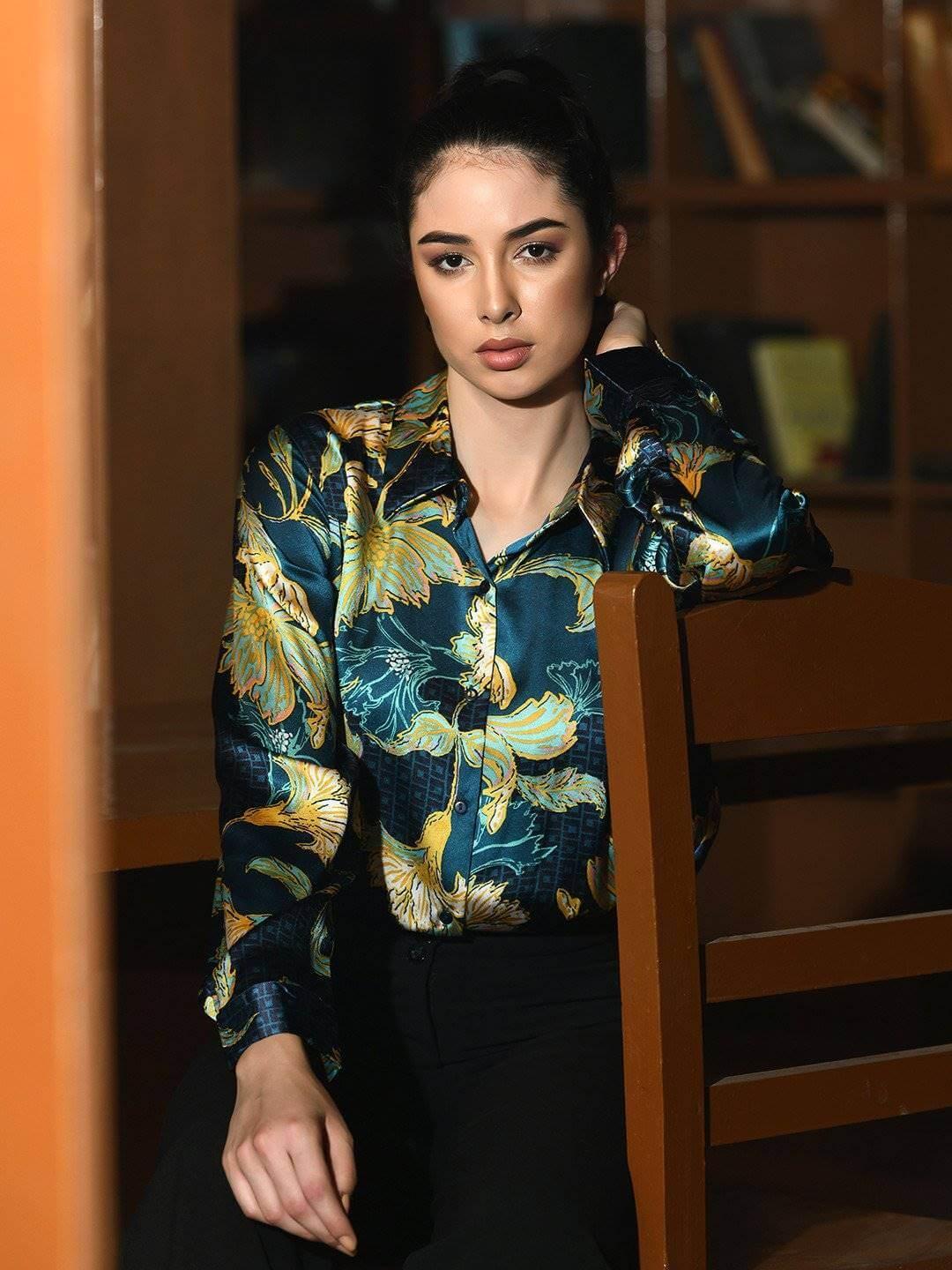 Floral Printed Satin Shirt