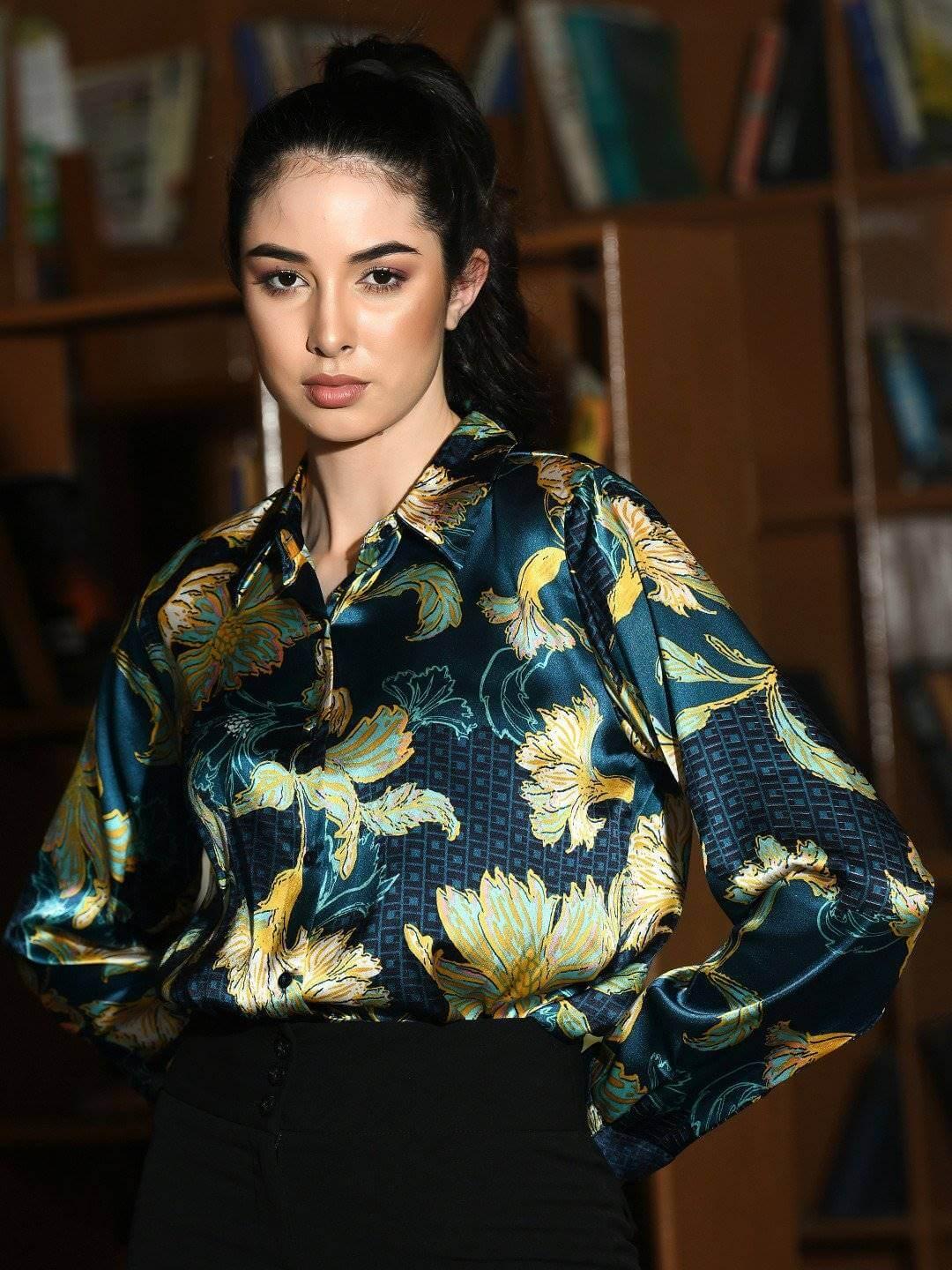 Floral Printed Satin Shirt