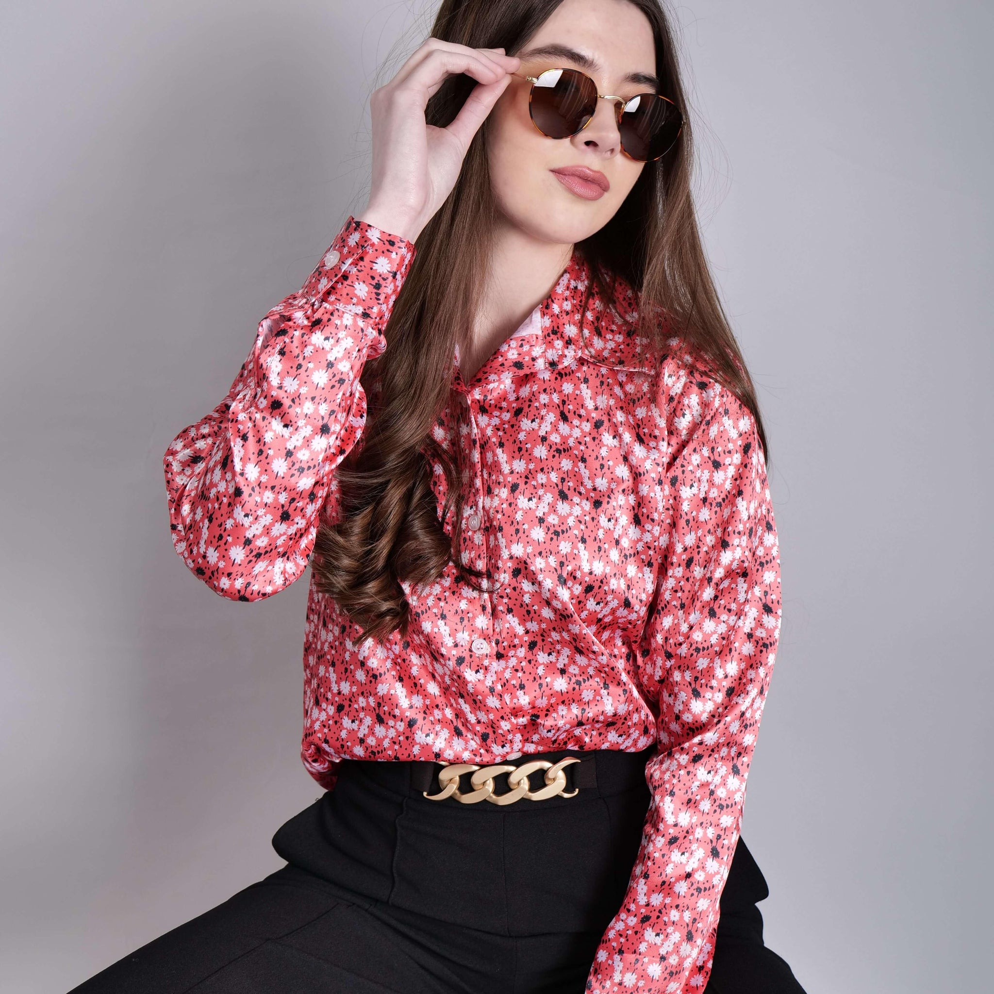 Frechy Floral Printed Shirt - Vooning
