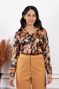 Lucienne Beige Black Printed Shirt - Vooning