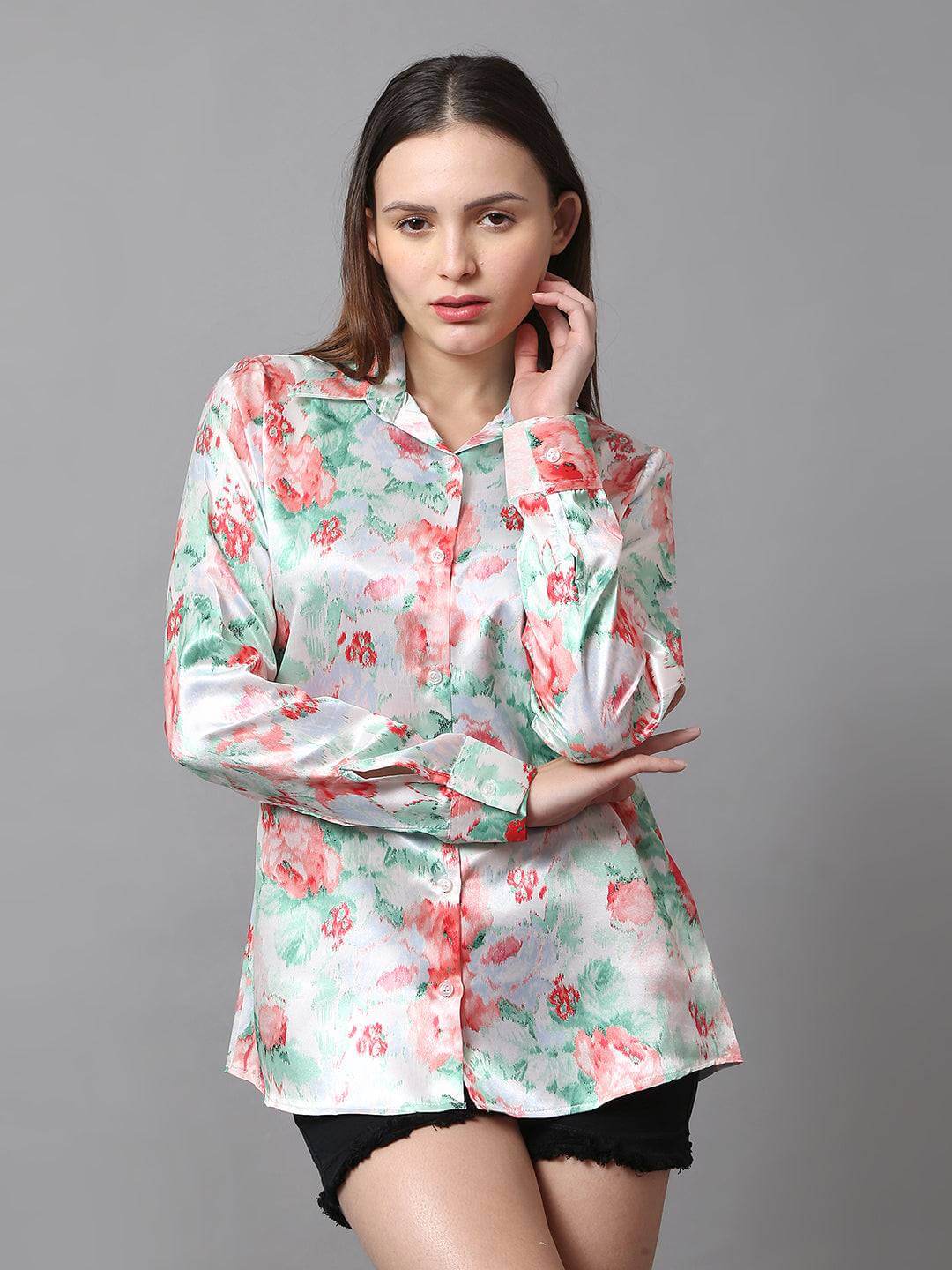 Mint Green Printed Shirt - Vooning