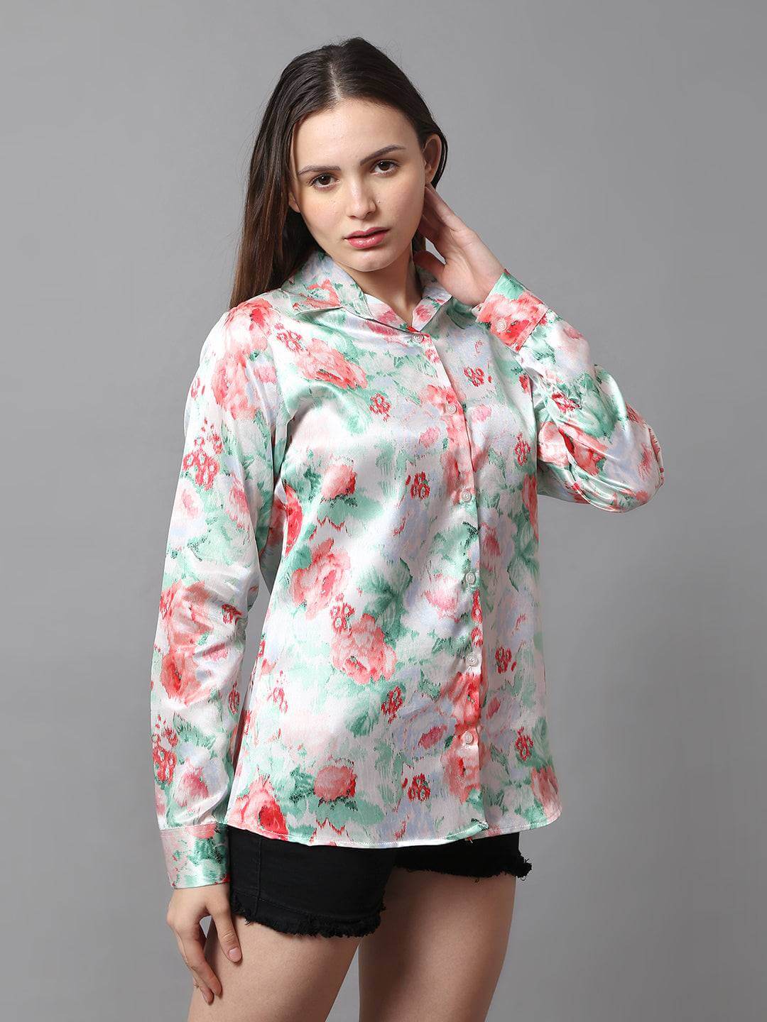 Mint Green Printed Shirt - Vooning