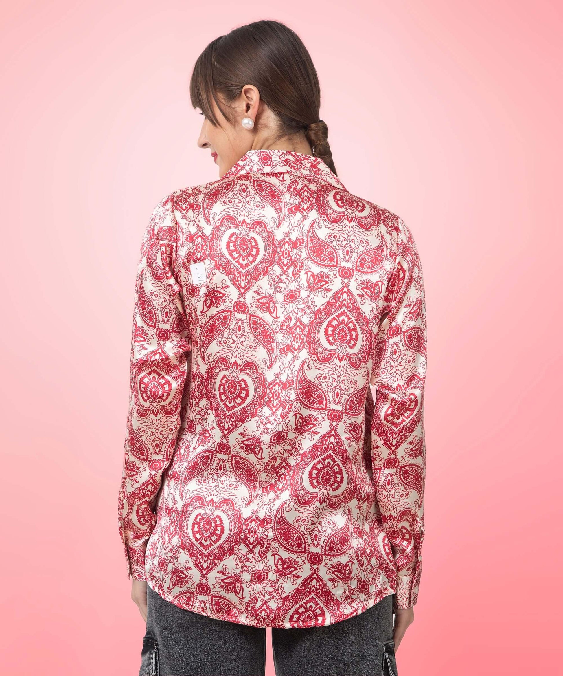 Paisley Printed Satin Shirt - Vooning