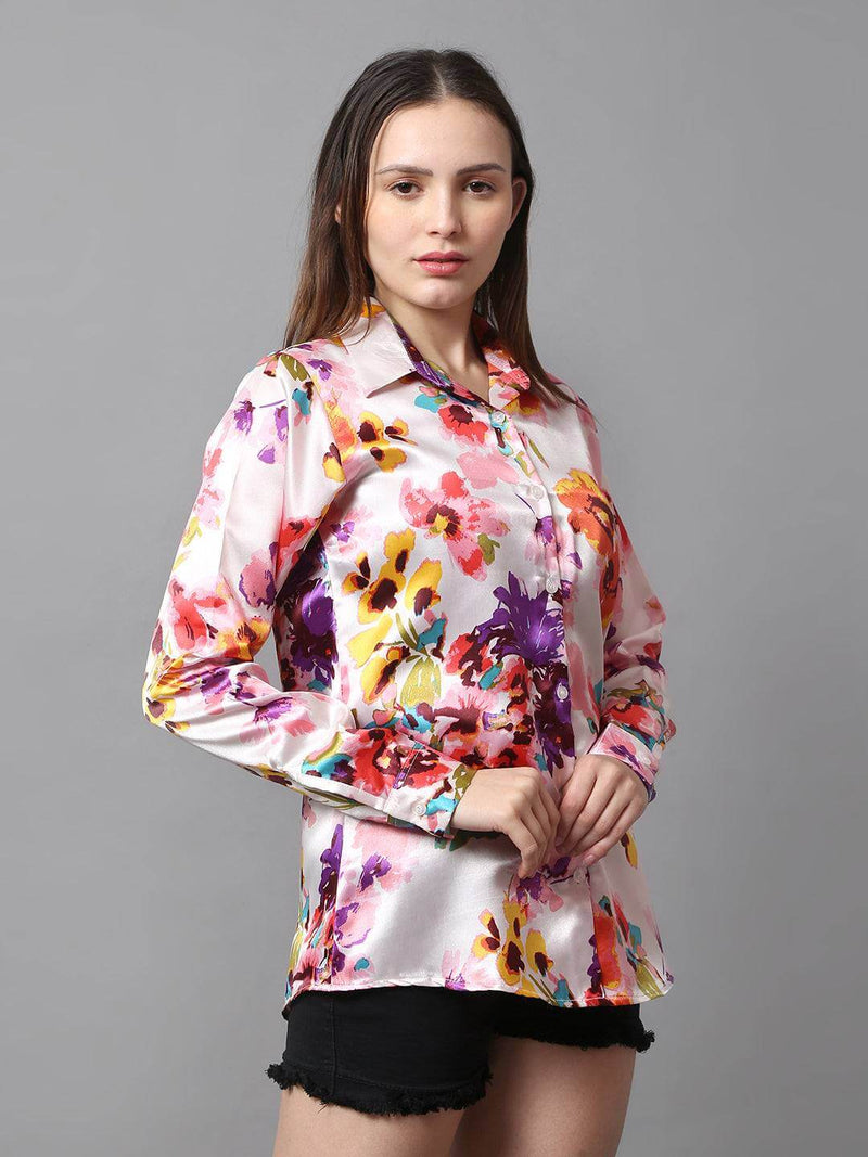 Peach Floral Printed Shirt