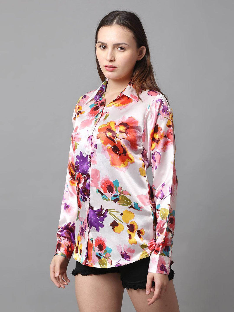 Peach Floral Printed Shirt