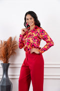 Saphira Orange Pink Floral Printed Shirt - Vooning