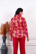 Saphira Orange Pink Floral Printed Shirt - Vooning
