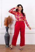 Saphira Orange Pink Floral Printed Shirt - Vooning