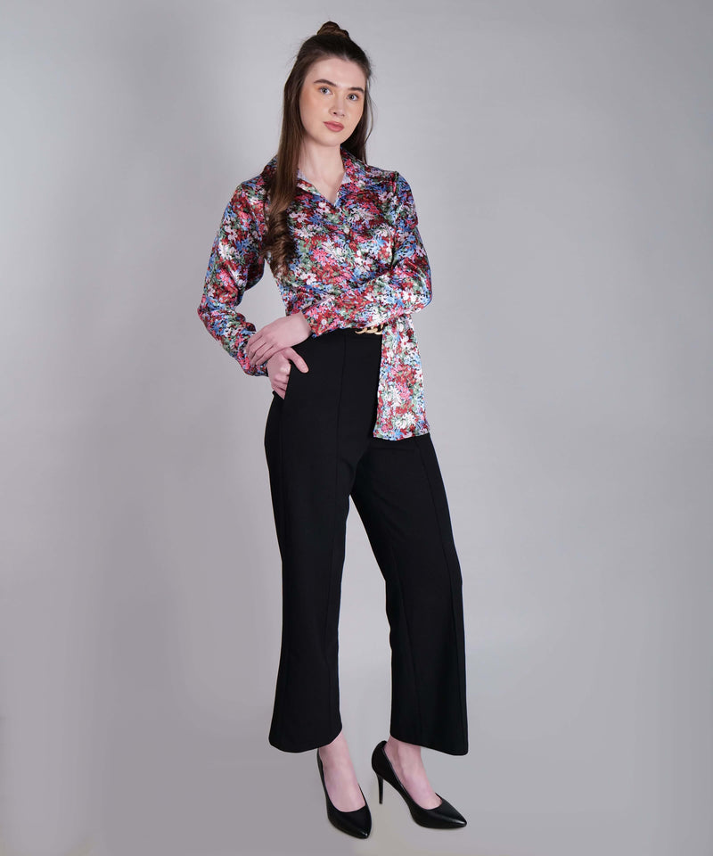 Satin Shirt In Floral Print - Vooning