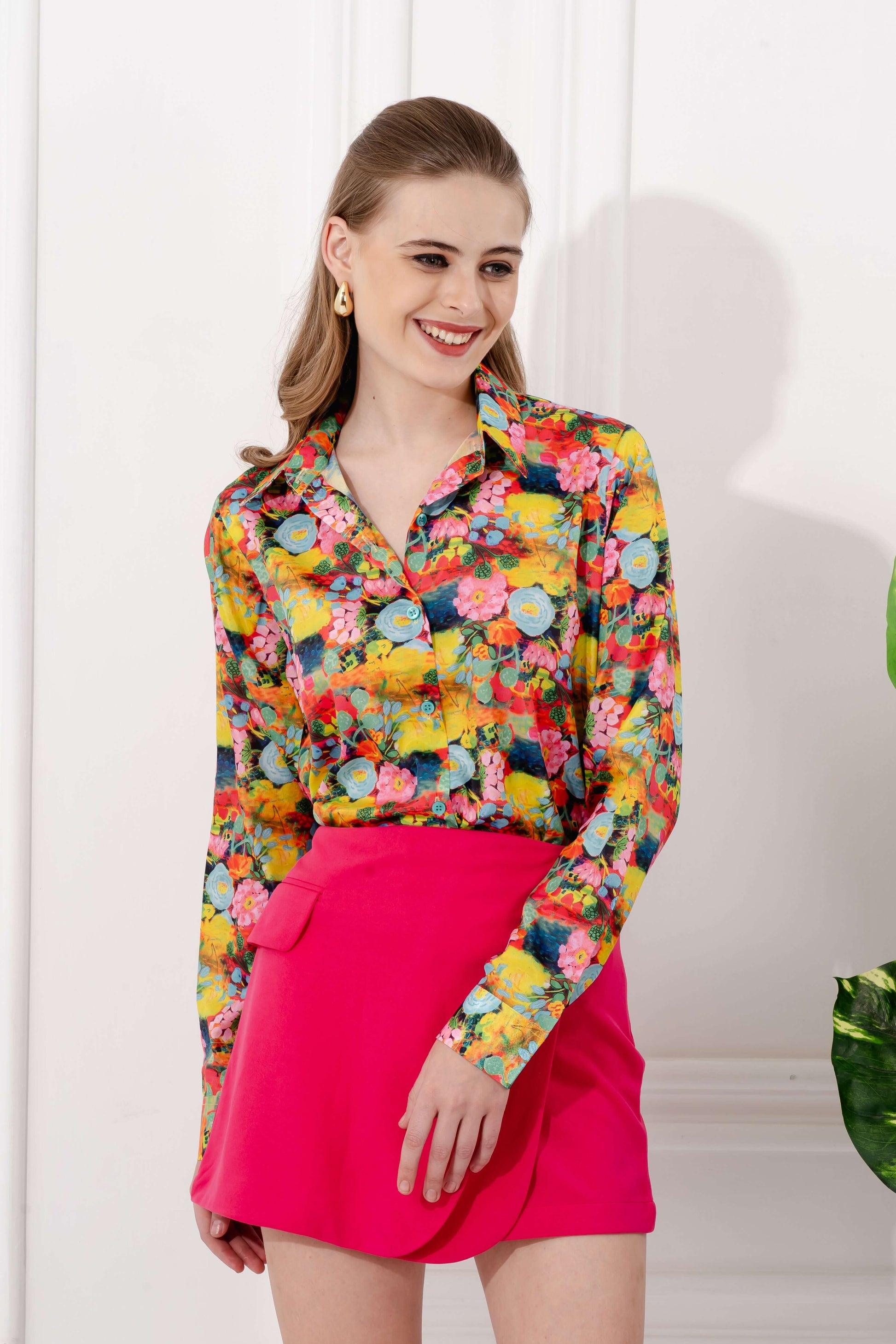 Style Quotient Pink Satin Shirt - Vooning