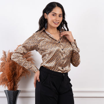 TB Evangeline Golden Satin Shirt - Vooning