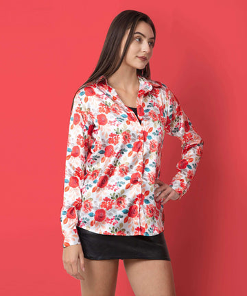 Unity Allover Floral Print Satin Shirt - Vooning