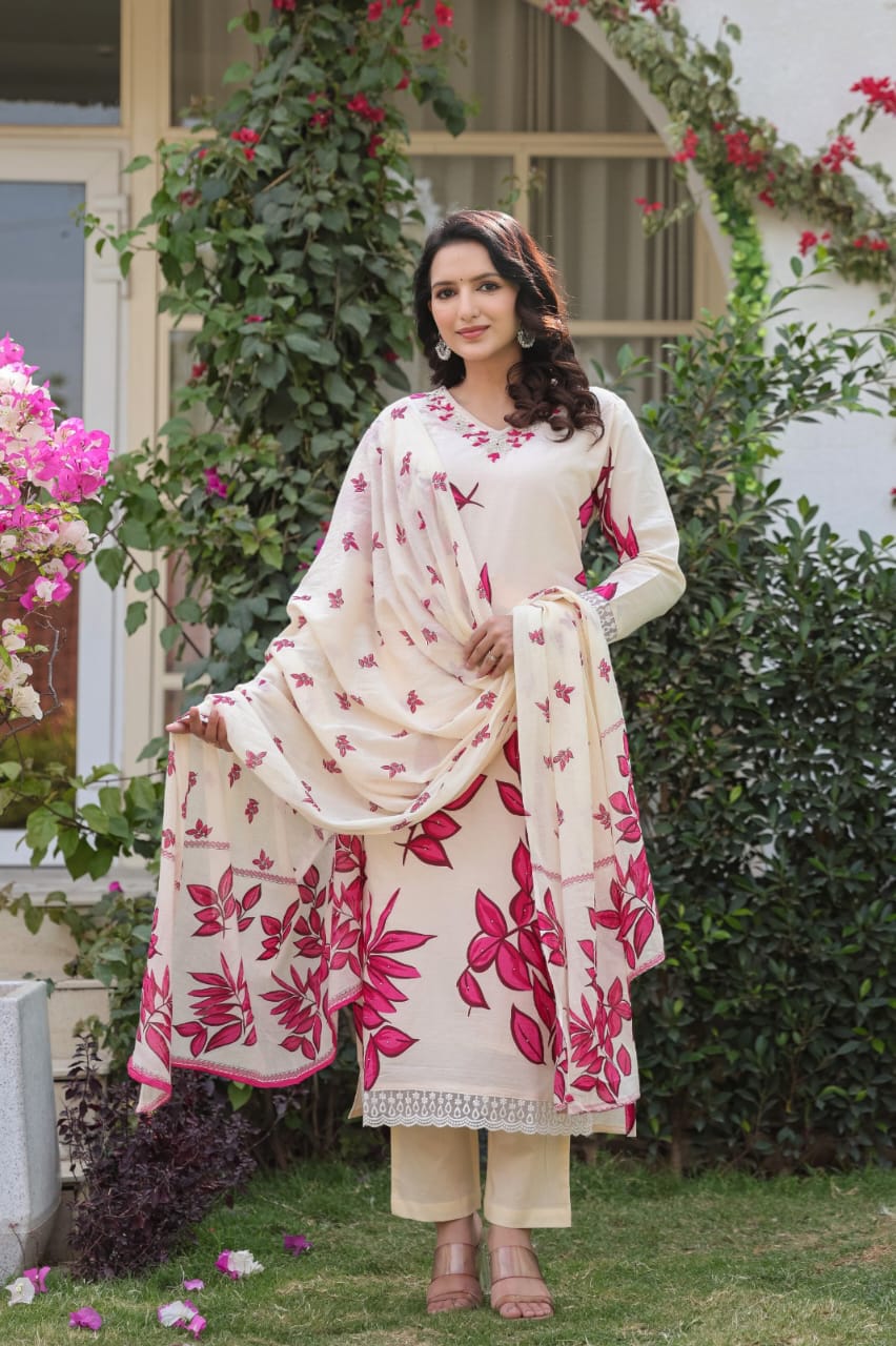 Elegant Floral Kurti with Dupatta