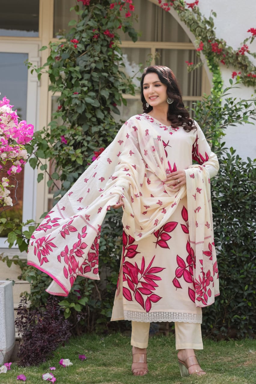 Elegant Floral Kurti with Dupatta