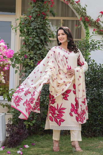 Elegant Floral Kurti with Dupatta