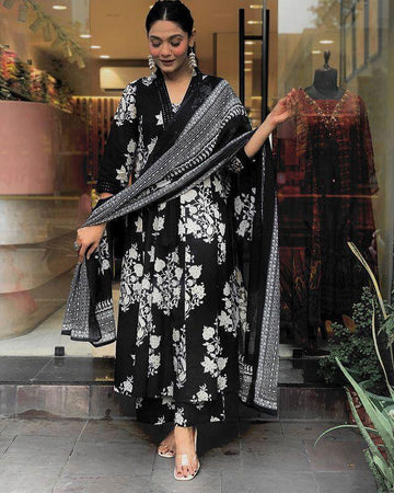 Printed Anarkali Kurti with Plazo