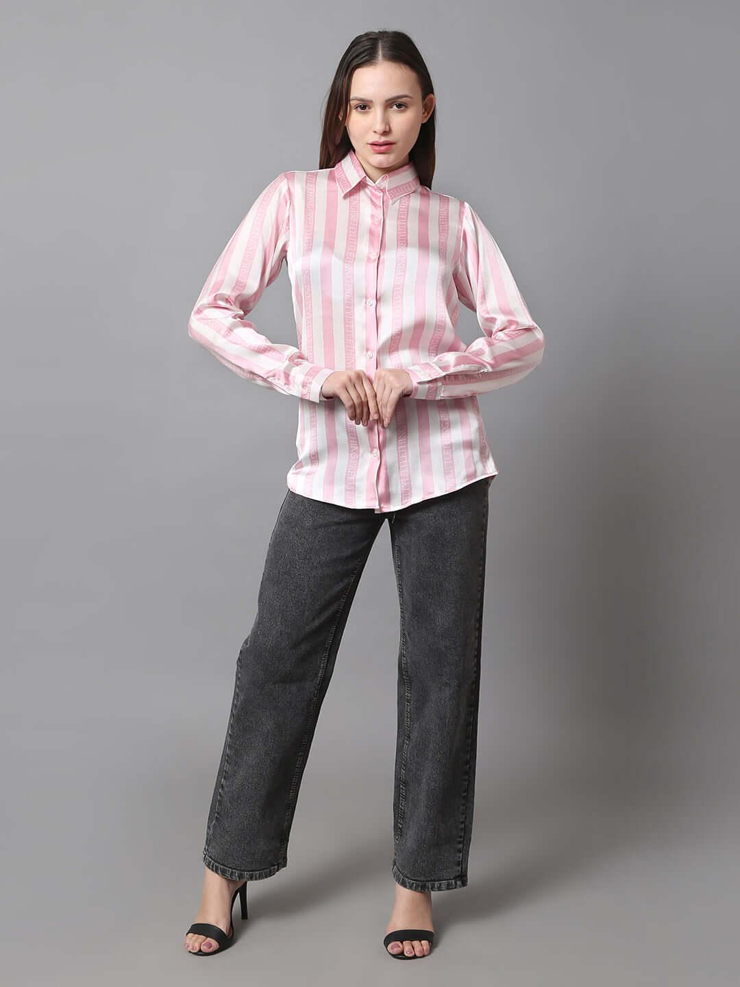 Women's Striped Printed Shirt - Vooning