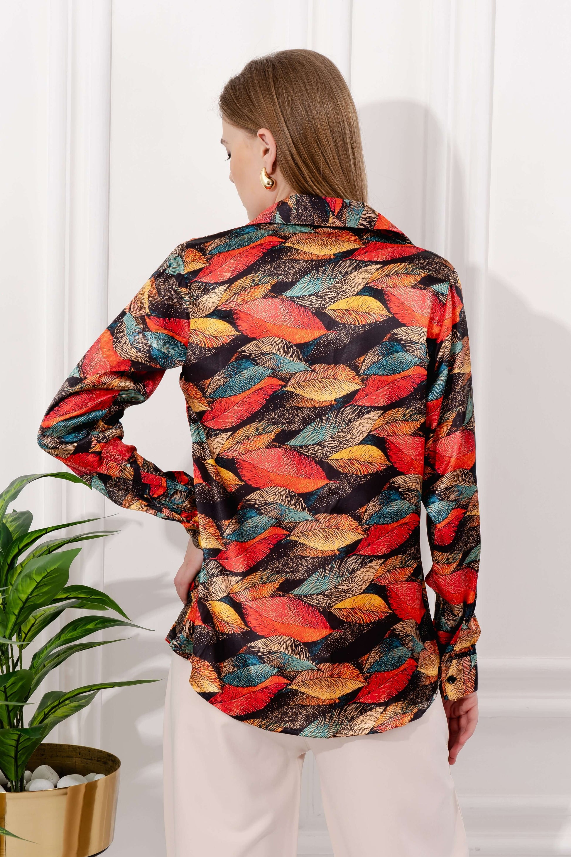 Zing Callistine Leaf Satin Shirt - Vooning