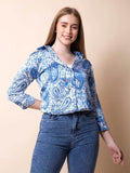 Blue Paisley Printed Shirt - Vooning