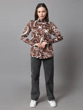 Brown Printed Satin Shirt - Vooning