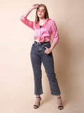 Pink Striped Satin Shirt - Vooning