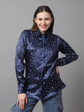 Polka Printed Satin Shirt - Vooning