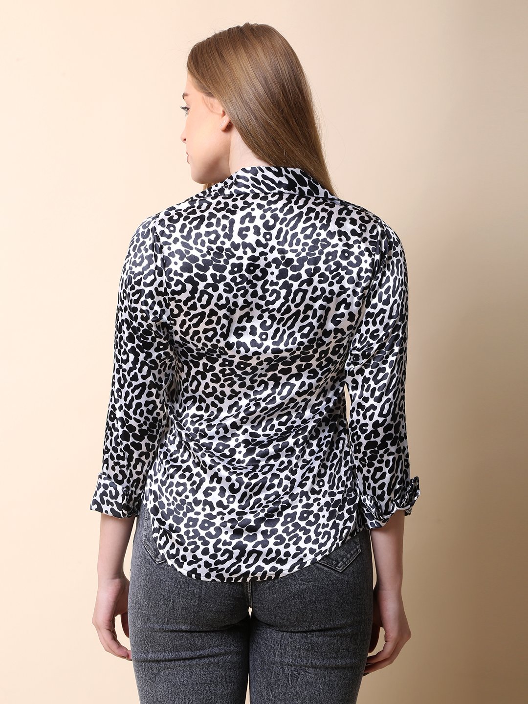 Animal Printed Satin Shirt