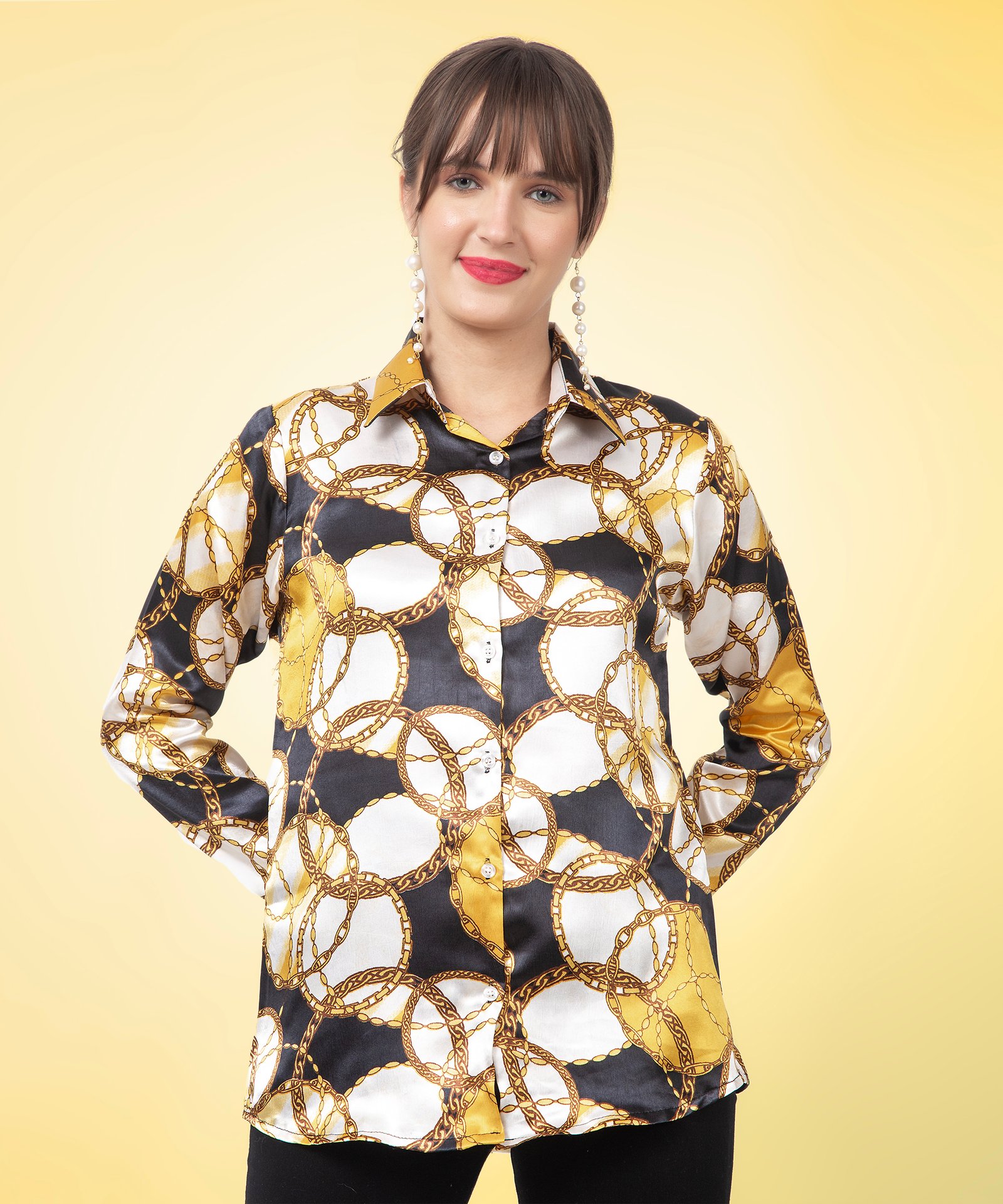 Chain Printed Satin Shirt